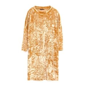ZARA Collection | Gold Crushed Velvet Sack Dress
